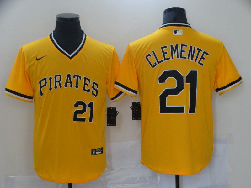 Men Pittsburgh Pirates #21 Clemente Yellow Nike Game 2021 MLB Jerseys->new york yankees->MLB Jersey